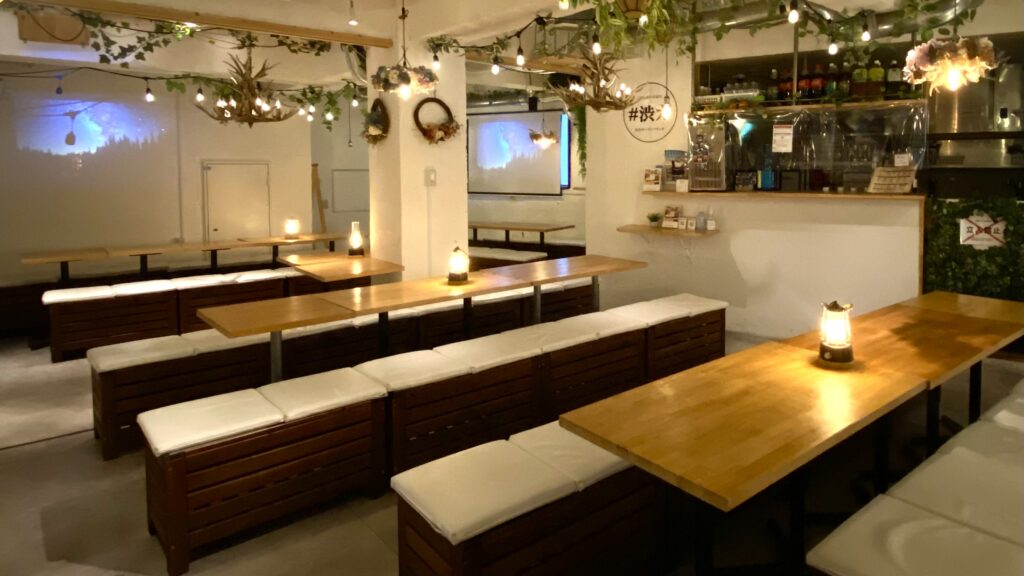 渋谷の個室居酒屋『渋谷ガーデンパティオ』渋谷駅から徒歩すぐのお店です。個室で楽しめるカラオケやシャンパンタワーなどオプションさまざまです◎